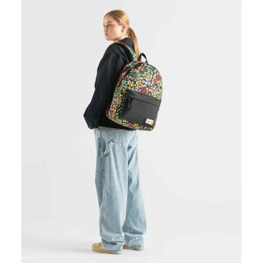 Herschel Floral Print Medium Backpack Black Multicolor Lightweight‎